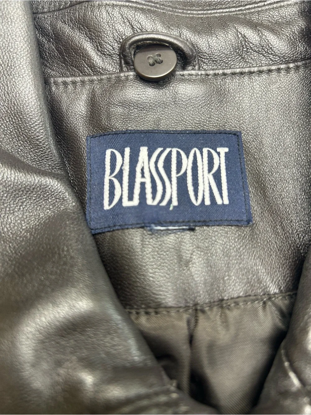VTG Blassport Bill Blass 100% Genuine Dark Brown Leather Zip Up Jacket M / L